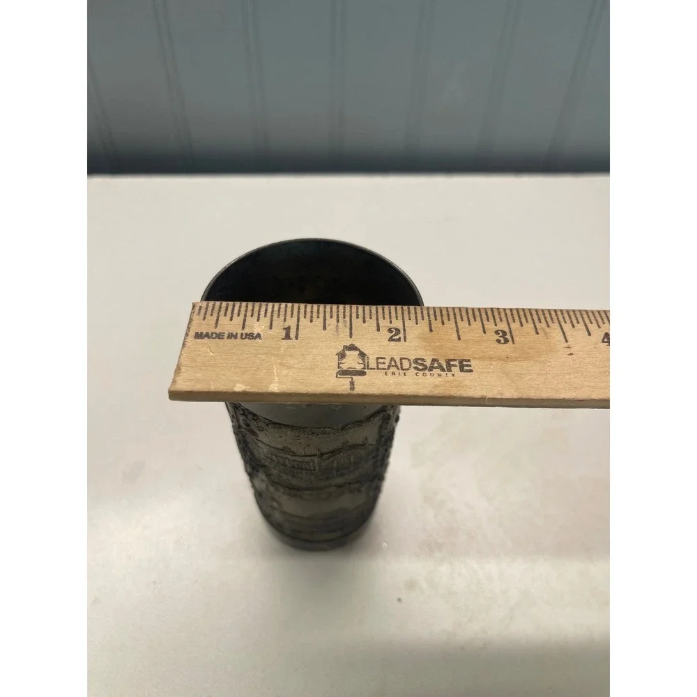 Antique Etched Metal Goblet Cup‎ European Cityscape Scene Collectible Souvenir